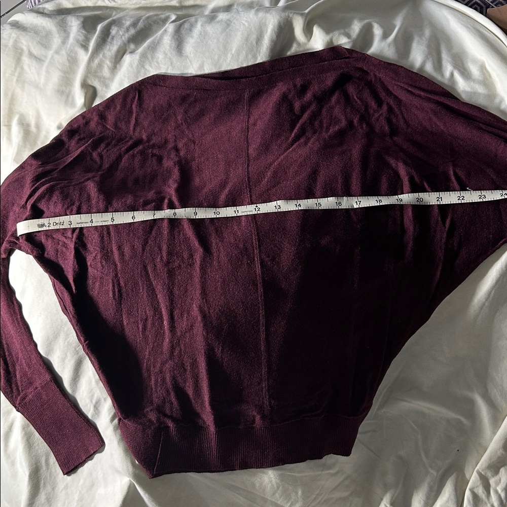 All Saints Off-the-Shoulder Deep Burgundy Sweater - Picture 2 of 4